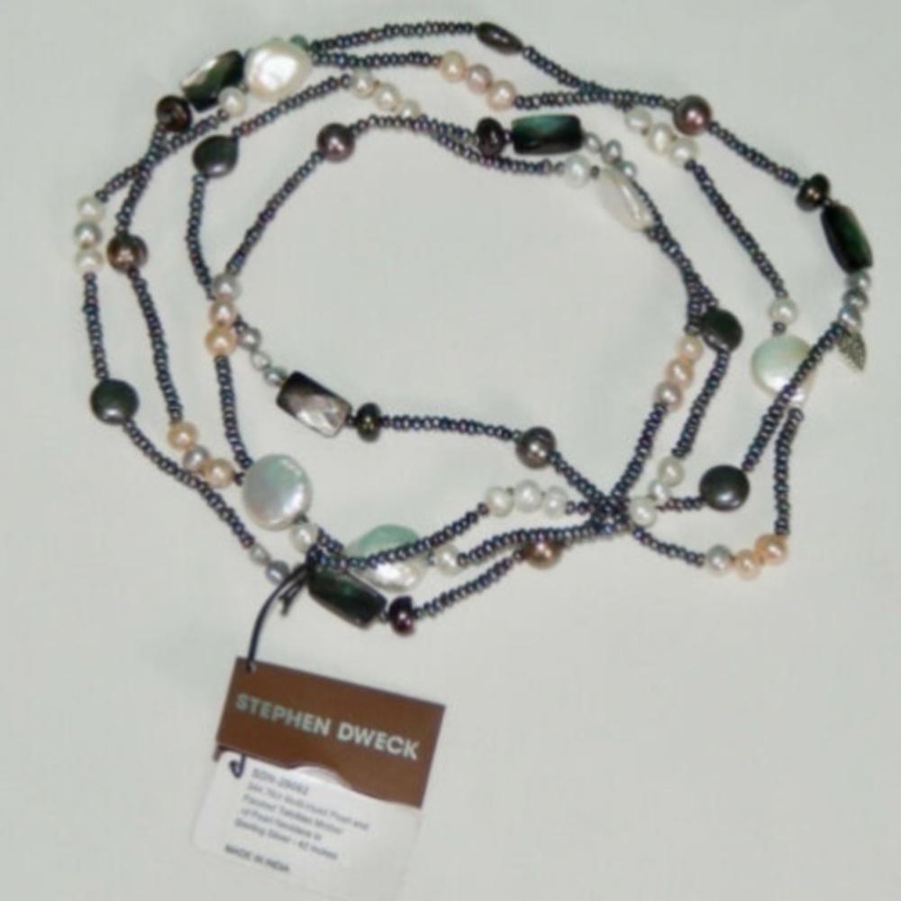 Stephen Dweck Multi-Hued Tahitian Mother Of Pearl Long Station 42" Necklace